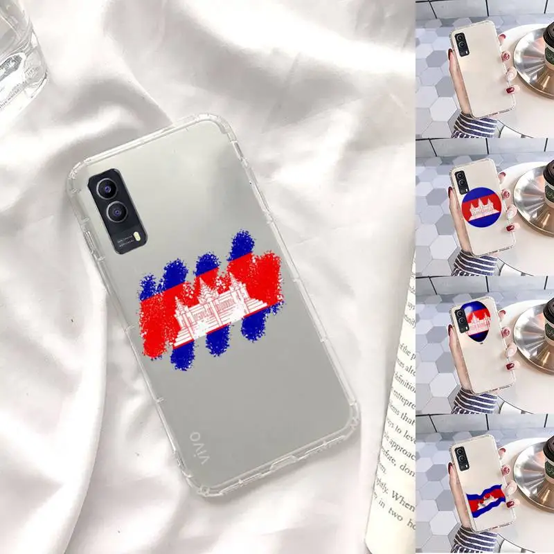 

Cambodia flag Phone Case Transparent For VIVO X 60 50 30 27 23 21 20 9 pro plus S i + Soft TPU Clear Mobile bags