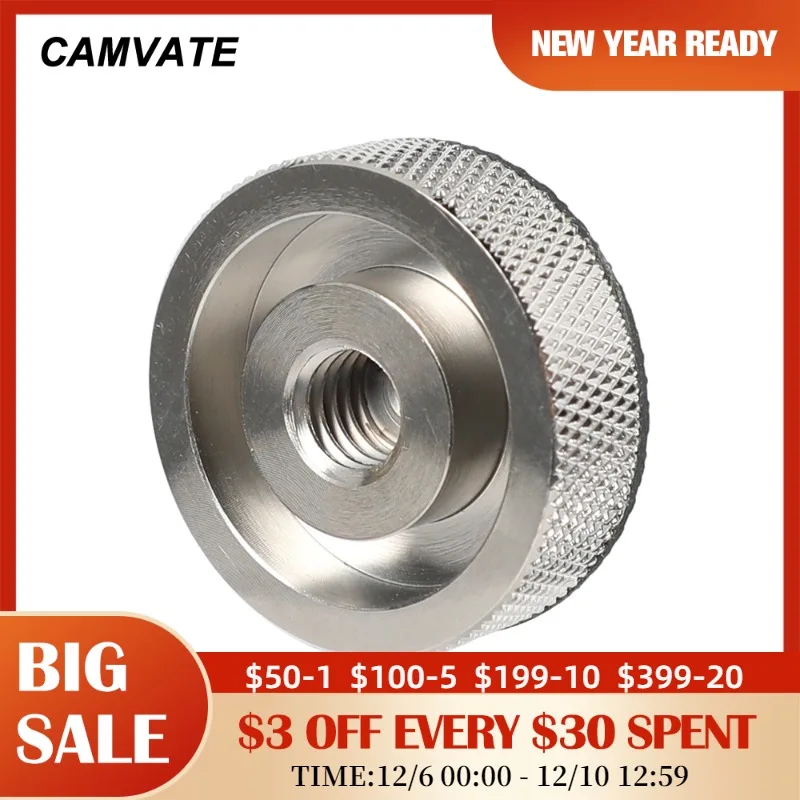 

CAMVATE Standard Threaded Screw Connector Adapter With 3/8"-16 Female To 1/4"-20 Male & Rubber Gasket For Camera/Tripod Mounting