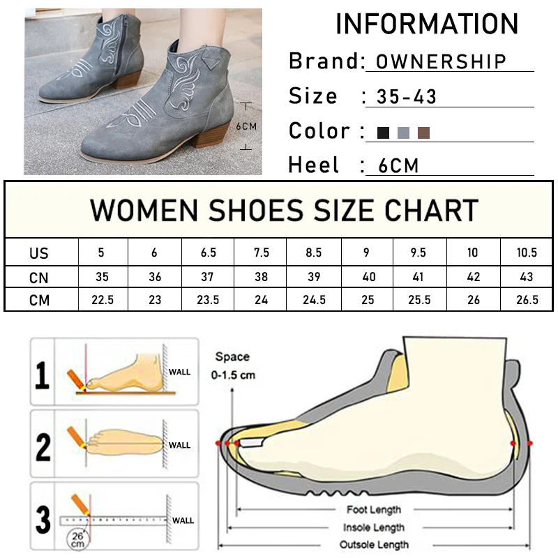 Женские ботильоны с вышивкой Осенняя женская повседневная кожаная обувь на