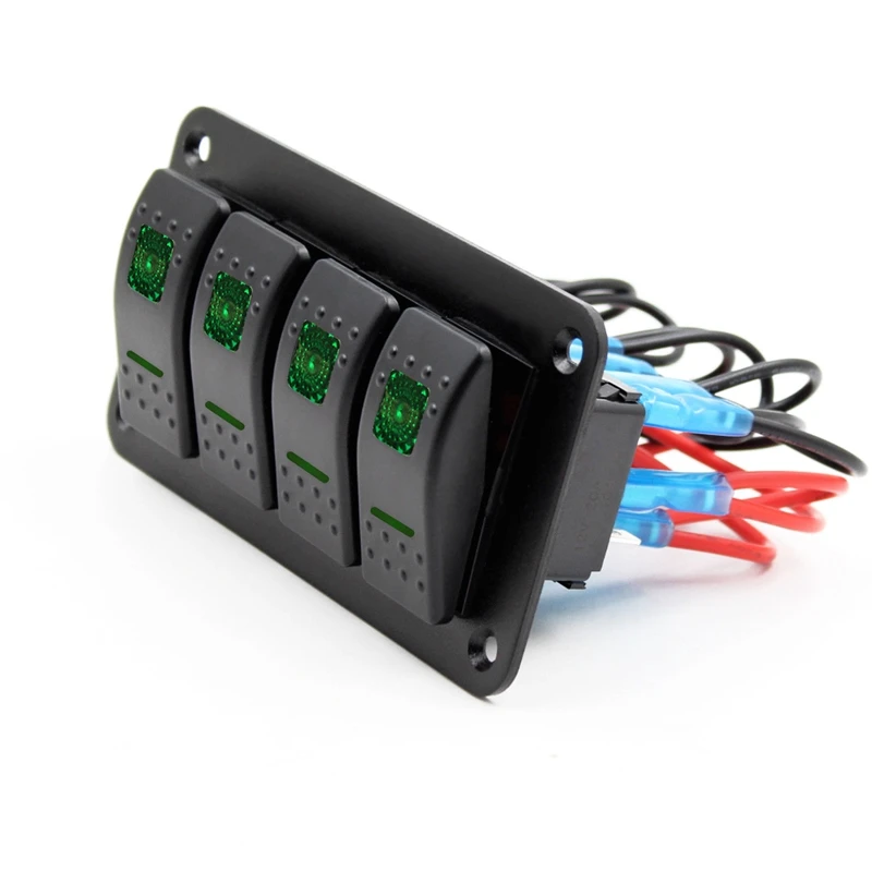 12 V-24 V 4 Gang green кулисный переключатель Панель автомат защити цепи лодка морской