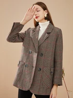 2021 new professional wool suit coat womens autumn and winter korean version british style thickened high end suit top