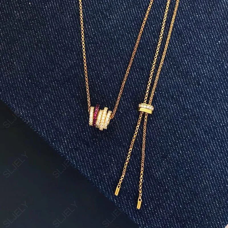 Женское регулируемое ожерелье SLJELY из серебра 925 пробы с желтым и золотым цветом