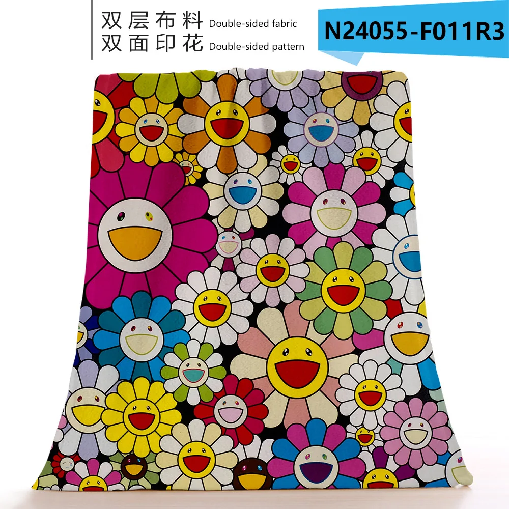 

Теплое и удобное фланелевое одеяло с красочным рисунком подсолнуха, Двухслойное утолщенное домашнее постельное белье, покрывало для диван...