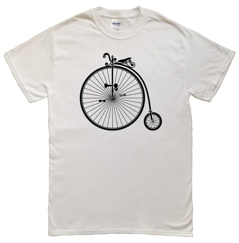 Новинка 2019 хлопковая рубашка винтажная Пенни Фартинг высокое колесо велосипеда