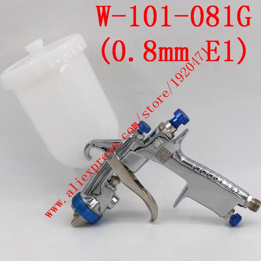 081G(0.8mm E1 Cap) Импортные W101 134g пистолет-распылитель W-101 hvlp пистолет W101 ручной пистолет для распыления краски пластиковый бак 0,8/1,0/1,3/1,5/1,8 мм - Цвет: 081G(0.8mm E1 Cap)