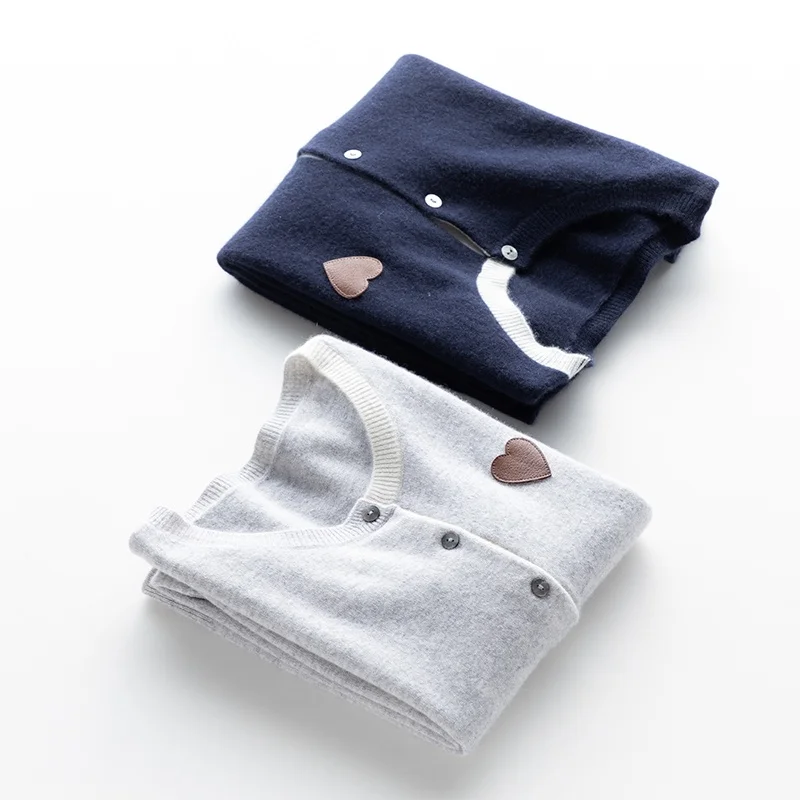 

2020 autumn winter round collar 100% pure cashmere cardigan women's knitting jacquard European station sweater coat