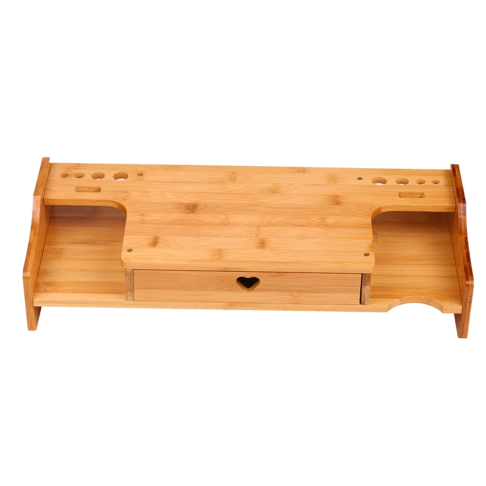

New Bamboo Computer Increased Shelf With Drawer LCD Screen Cabinet Office Supplies Desk Stationery Organizer Storage Rack