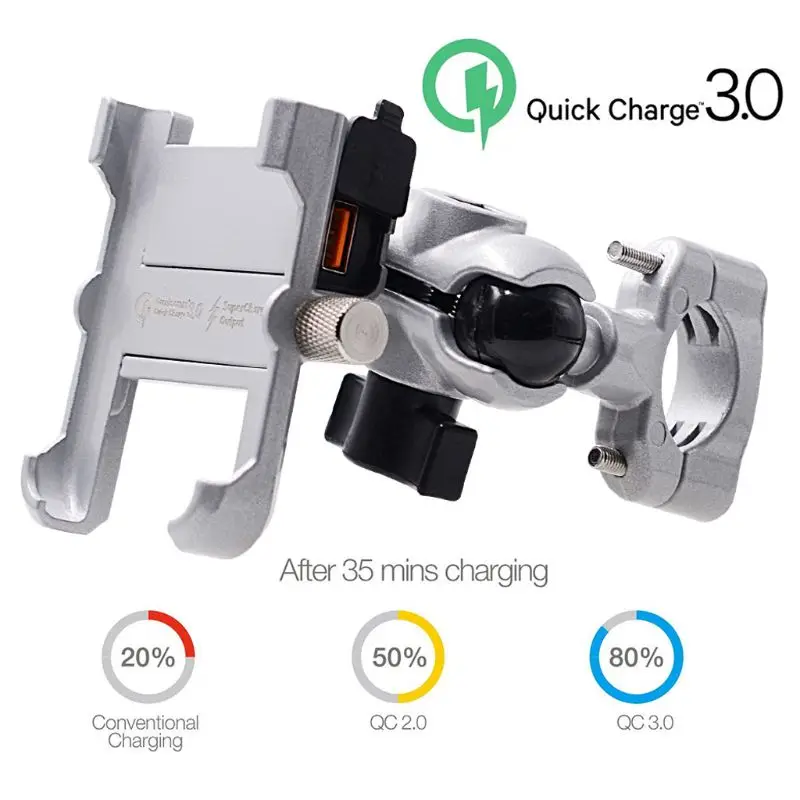 2021 new waterproof metal motorcycle smart phone mount with qc 3 0 usb quick charger motorbike mirror handlebar stand holder for free global shipping