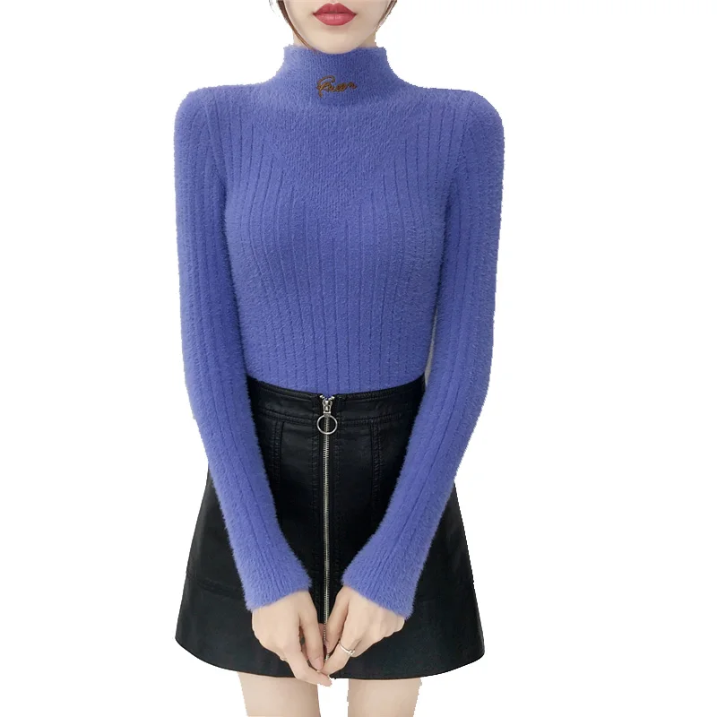 Норковый бархатный свитер женский пуловер осень зима новые корейские топы с