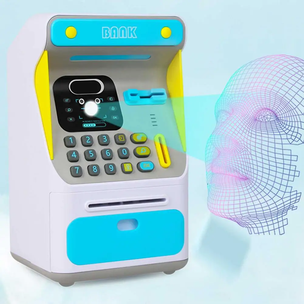 Hucha de ahorro creativa para ni&ntilde;os, caja de dinero de simulaci&oacute;n ATM, m&aacute;quina de dep&oacute;sito en efectivo, estuche de almacenamiento de monedas, juguete para juego de imitaci&oacute;n-2