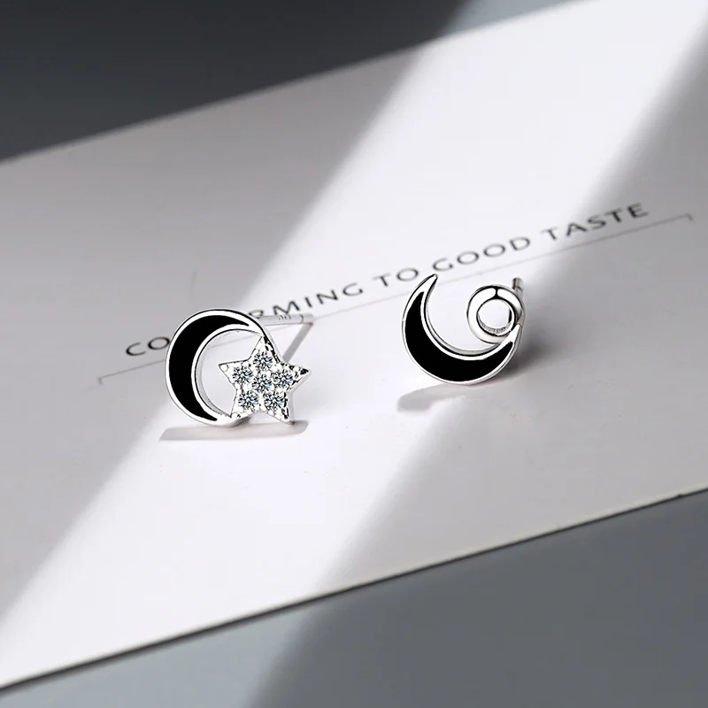 MEETSOFT 925 серебро кристалл серьги со шпилькой для женщин модные Асимметричные