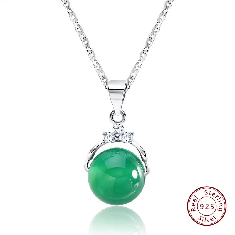 Silver Green Agate Effie queen ожерелье из стерлингового серебра 925 пробы Подвески Ювелирные изделия для женщин с роскошным большим Зеленый хрустальный камень аксессуары BN01 - Цвет камня: Silver Green Agate