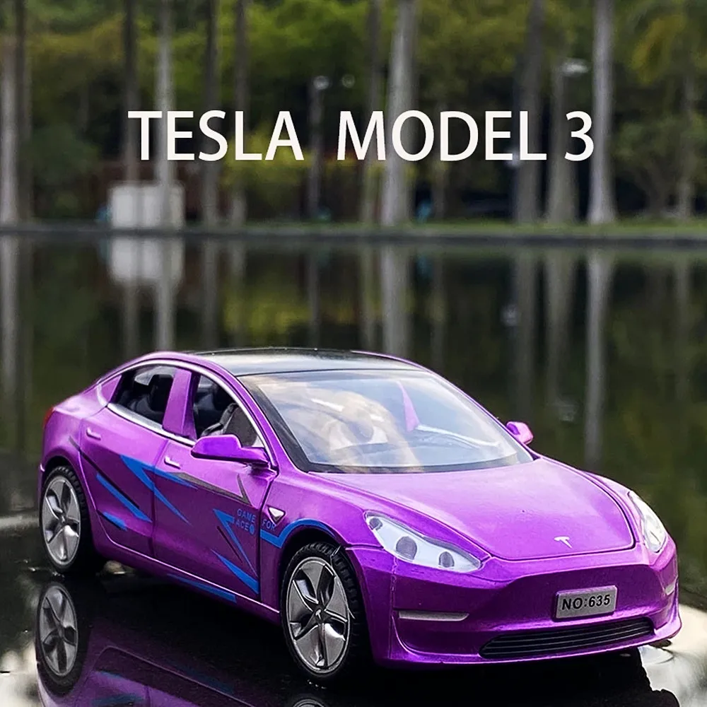Новинка 2021 1:32 Tesla MODEL 3 модель автомобиля из сплава литой игрушечный автомобиль