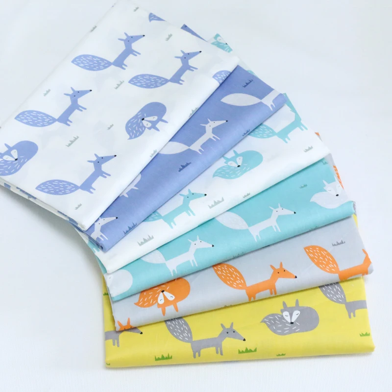 6 шт./лот хлопковая Лоскутная Ткань с принтом лисы для шитья сделай сам стеганое