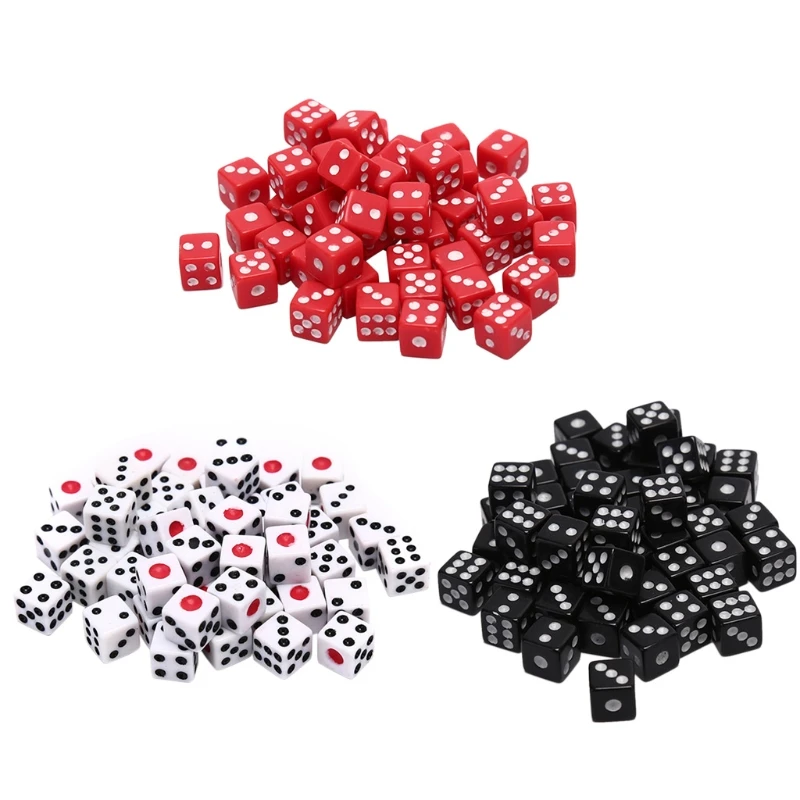 

100Pcs/Set 8mm Acrylic Dice White/Red/Black Gaming Standard Six Sided Decider Birthday Parties Board Game Dice