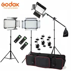 Godox 3x500 светодиодный 3300-5600K двухцветный беспроводной дистанционный видео светильник ing Kit светодиодный 500LRC 2m подставка Boom Arm сумка для переноски