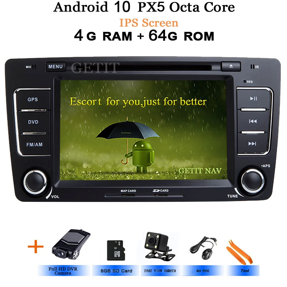 Android 9,0 автомобиль DVD Skoda Octavia мультимедийный плеер 2009 2010 2011 2012 2013 a5 WiFi BT стерео радио головное устройство ips Экран - Цвет: IPS 4G-Rear-DVR