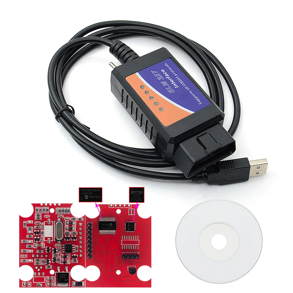 ELM327 V1.5 USB Switch PIC18F25K80 + FTDI Chip ELM 327 HS CAN/MS CAN For Forscan OBD2 Diagnostic Tool Code Scanner Free shipping |