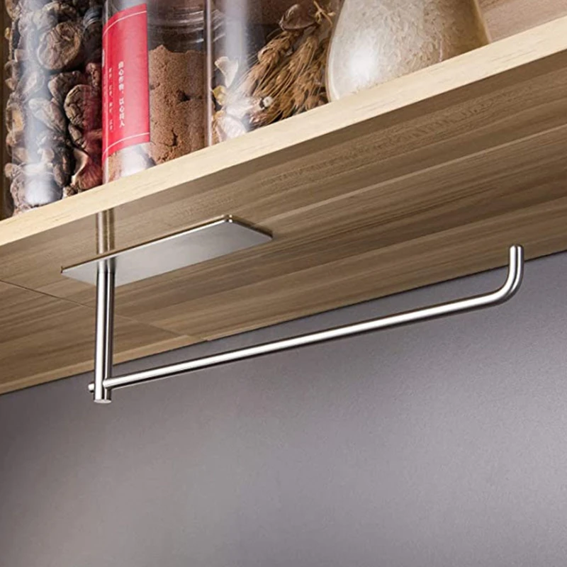 

Self-adhesive Under Cabinet Paper Roll Rack Towel Holder Tissue Hanger Storage Rack for Bathroom Toilet Kitchen Accessories