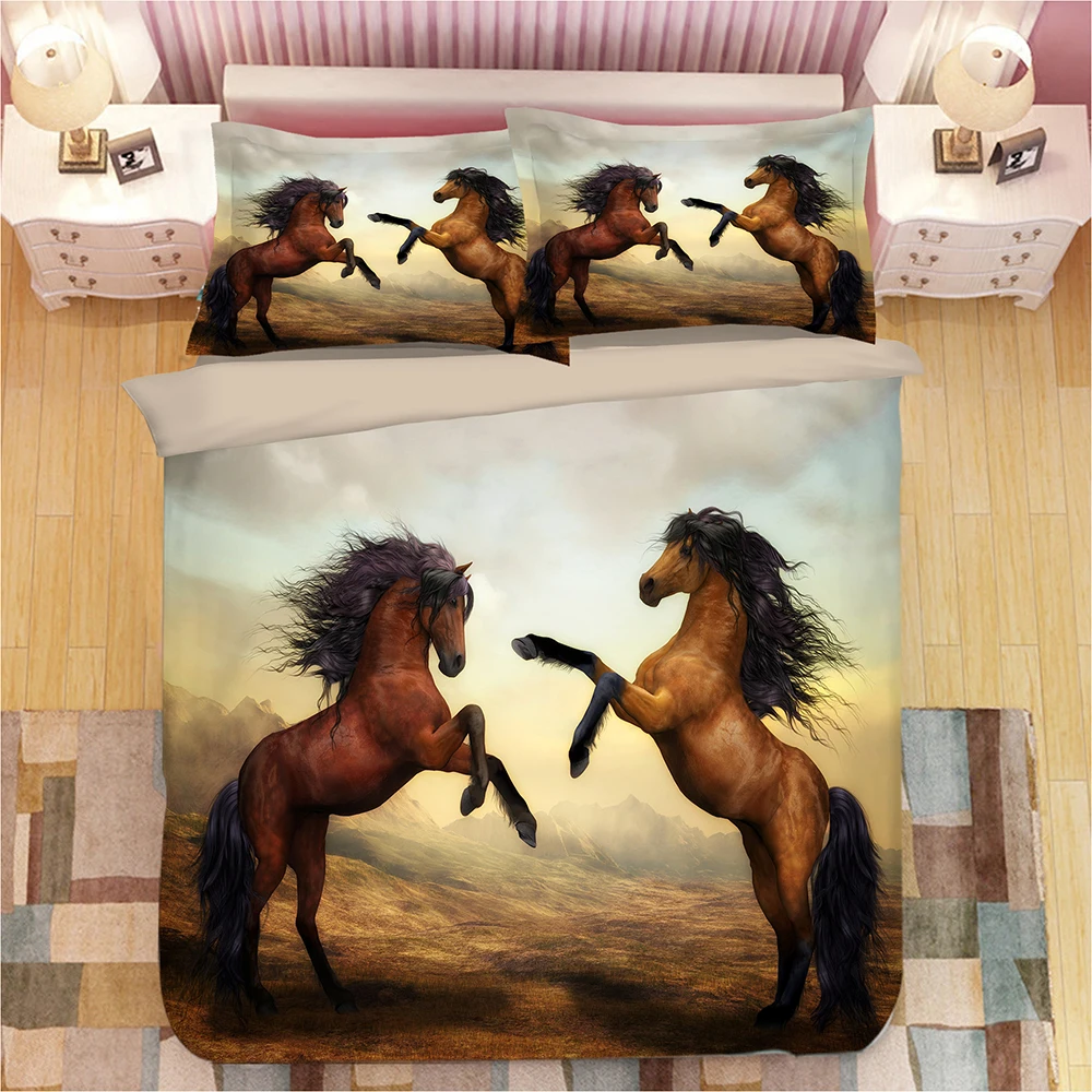 

3D Animal Horse Tiger Lion Print Bedding Set Duvet Covers Pillowcases NEW Comforter Bedding Sets Bedclothes Bed Linen 04