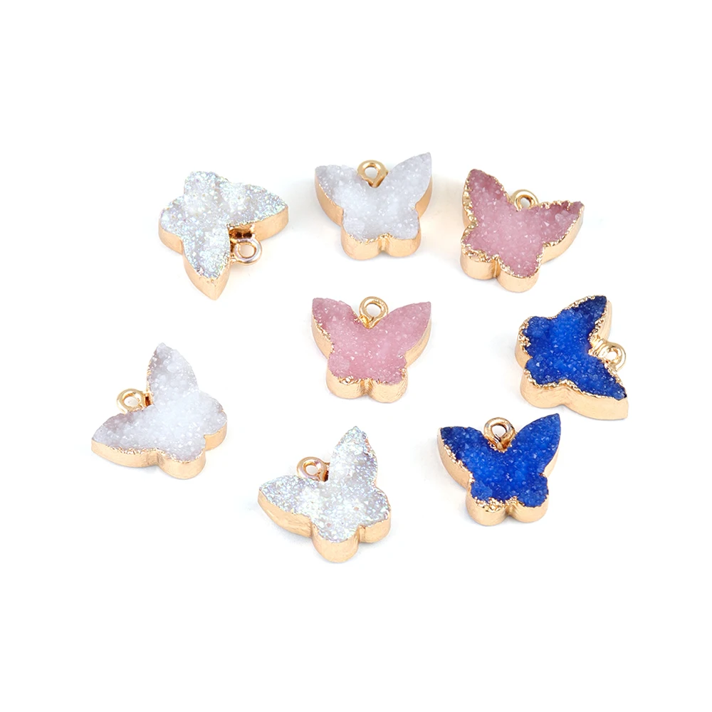 

5Pcs/lot Mixed Color Frosted Resin Shiny Charms Butterfly Star Love Pendants Charm 13.5x10.5mm For Necklace DIY Jewelry Making