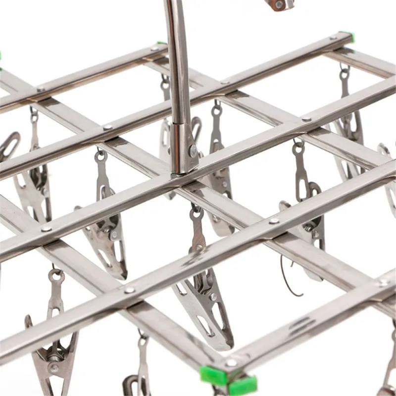 35 Clips Stainless Steel Laundry Rack Foldable Sock Clothes Airer Folding Hanger Drying Underwear Socks Holder | Дом и сад