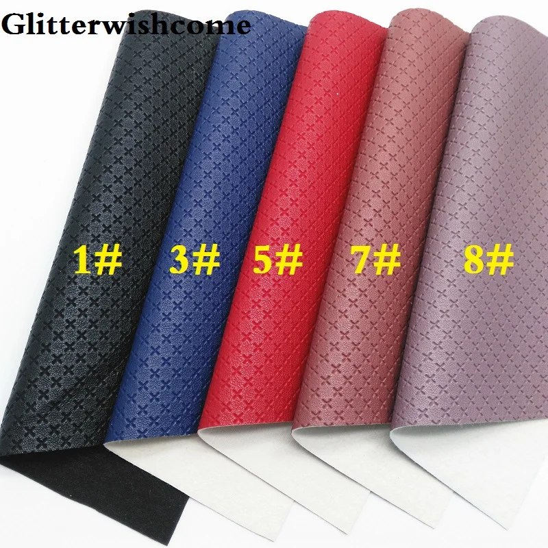 Мини рулон Glitterwishcome 30 х134 см ткань из искусственной кожи тисненная перекрестная
