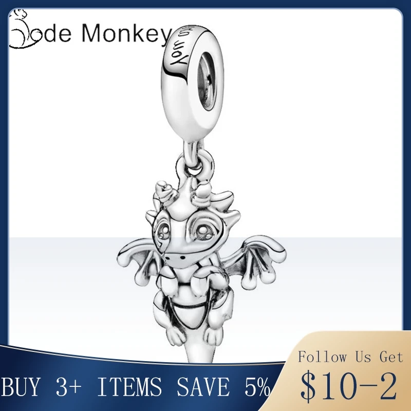 CodeMonkey хит продаж Стерлинговое Серебро 100% пробы амулеты летающего дракона бусины