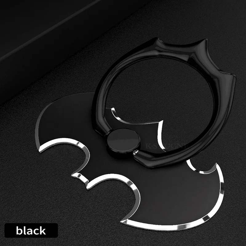Black Роскошная алюминиевая металлическая универсальная подставка для смартфона с кольцом на палец и Бэтменом для мобильного телефона для iPhone 6, Xiaomi Mi8, держатель - Цвет: Black