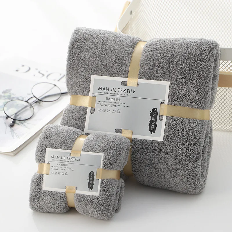 2pcs 70x140cm35x70cm solid high density coraline coral velvet towel water absorption soft bathroom towel sets for adults free global shipping