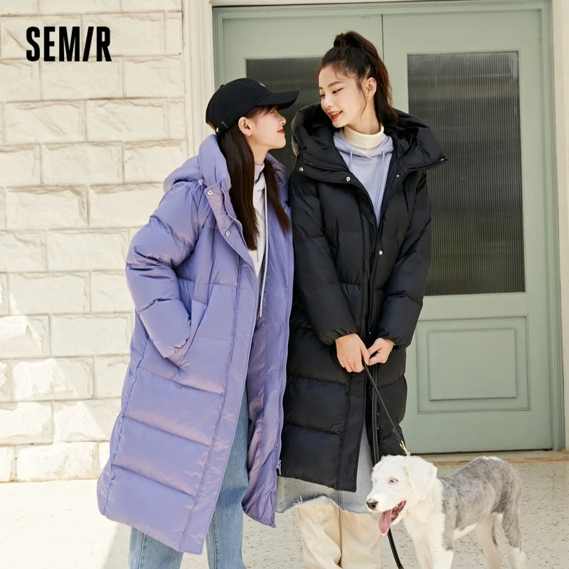SEMIR-Chaqueta larga con capucha para mujer, abrigo grueso y holgado, ropa a prueba de tres, color negro, invierno, 2021