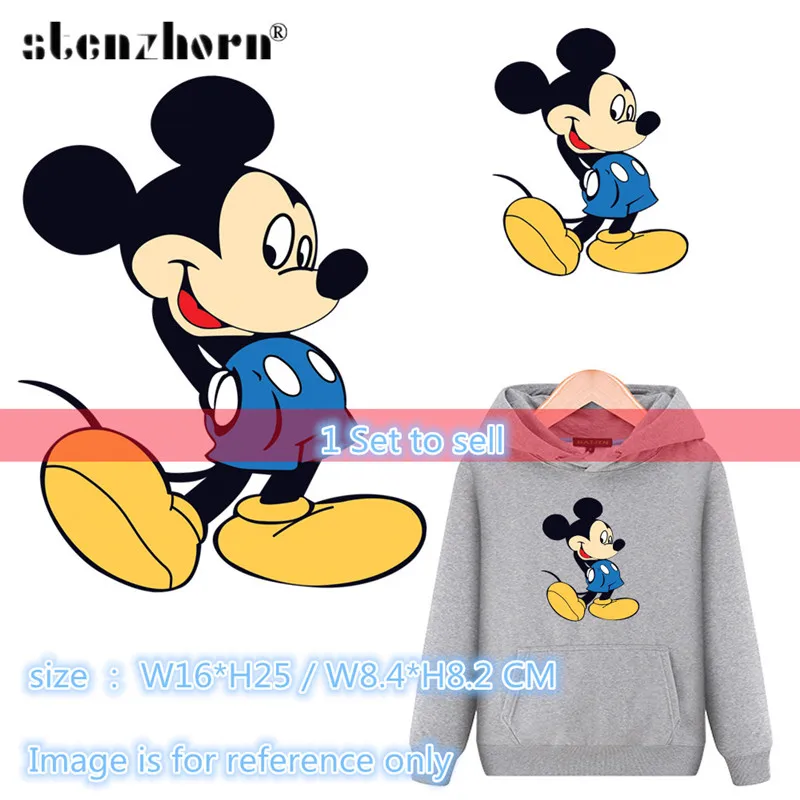 Set-02 Нашивки с изображением Микки и Минни, железные нашивки для одежды, термонаклейки для детей, детская одежда, наклейки для глажки - Цвет: Set-02