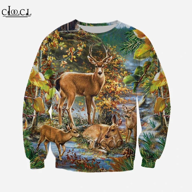 

HX 3D Print Oil Painting Animal Deer Sweatshirt Hoodie Harajuku Autumn Streetwear Unisex Casual Jacket Tracksuits Drop Shipping