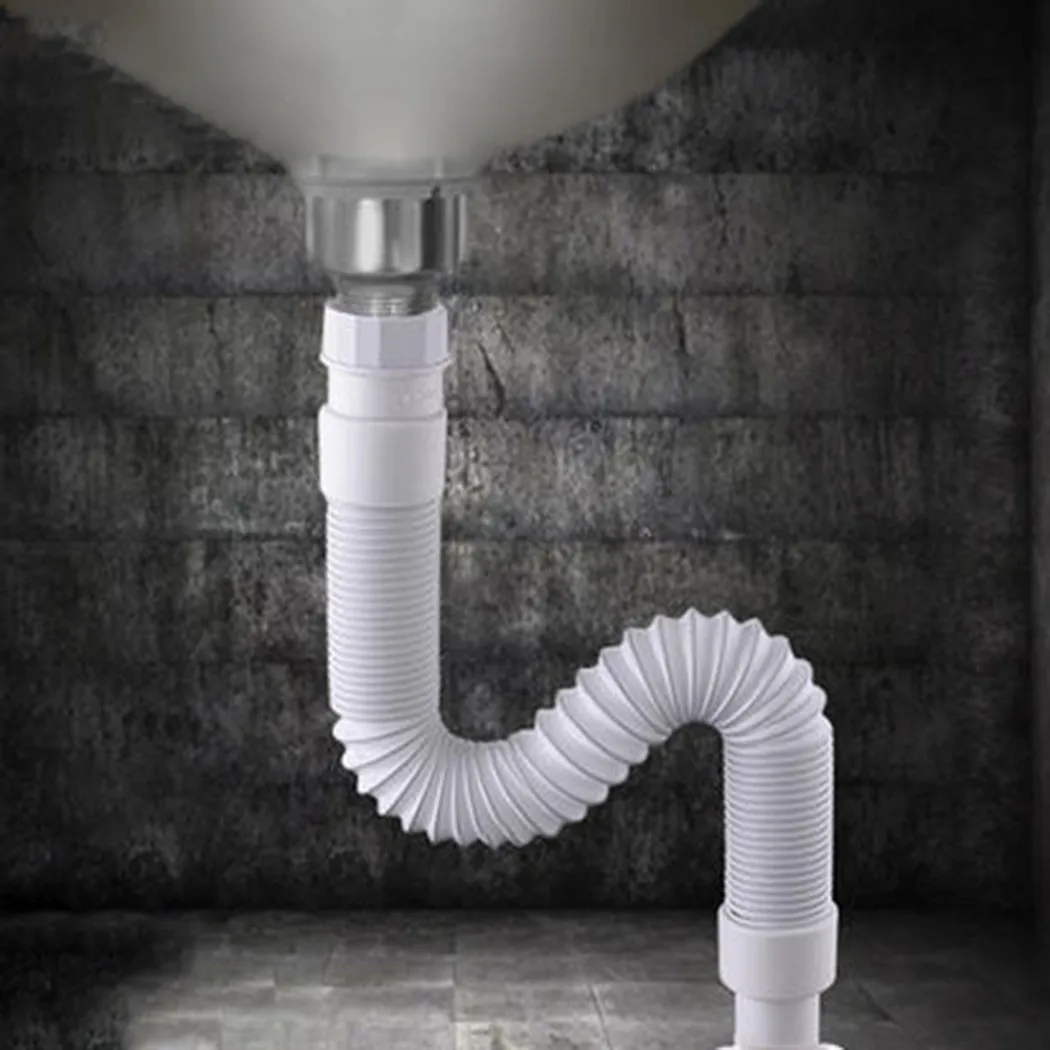 

S Type Waste Pipe Sink Syphon Trap White 36-80cm Basin Bathroom Durable