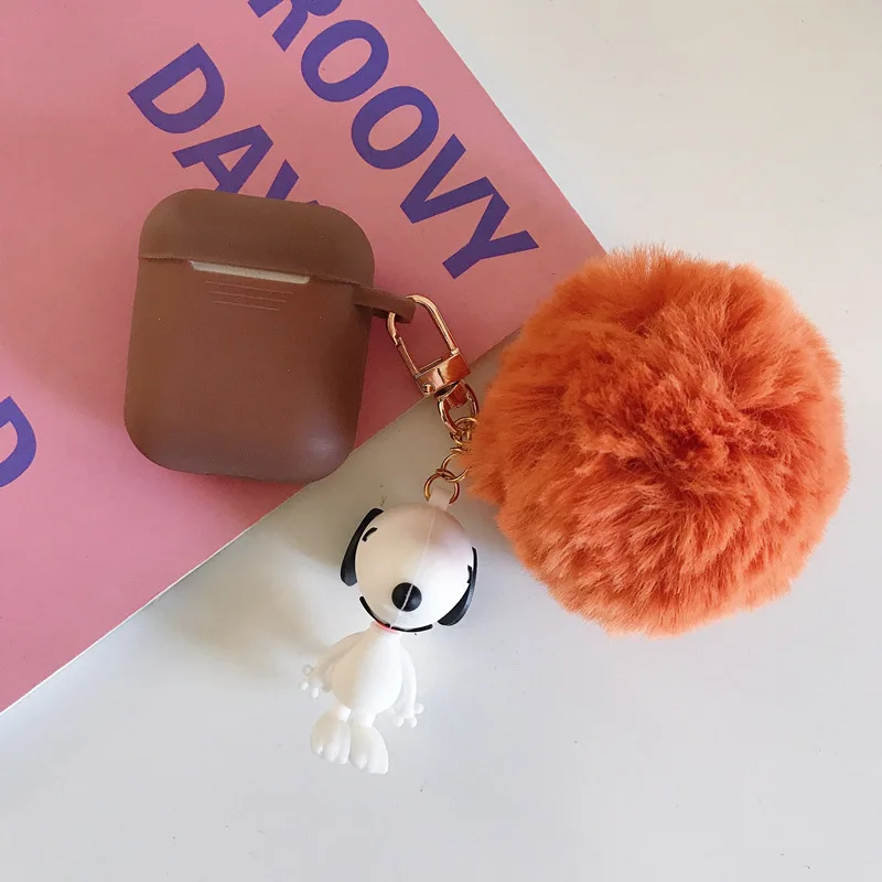 Мультфильм моя мелодия cinnamoroll Charlie коричневая собака плюшевый шар брелок силиконовый чехол для AirPods 1 2 Bluetooth наушники чехол coque - Цвет: H