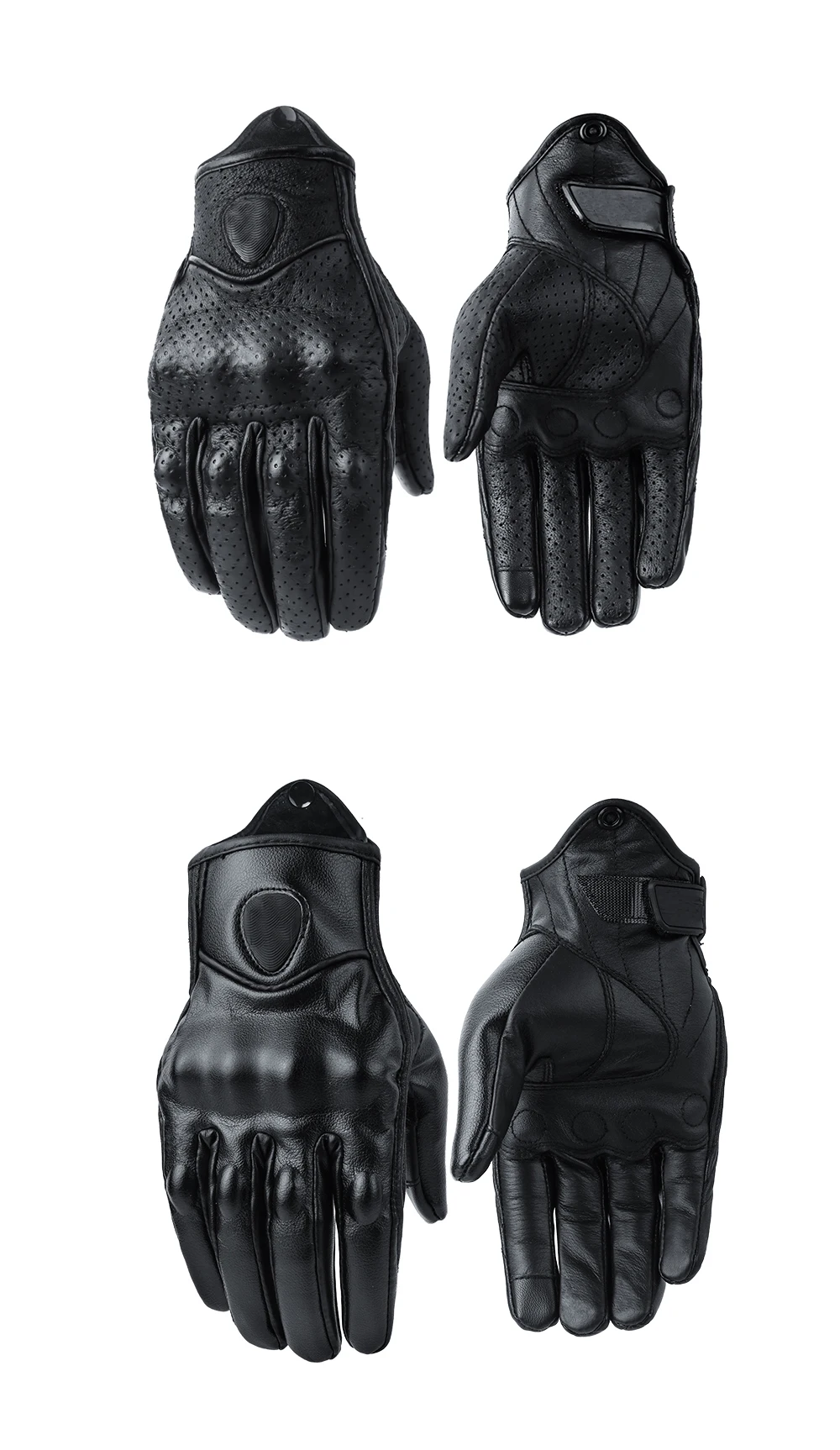 Retro Perforated Real Leather Motorcycle Gloves Moto Waterproof Winter Warm Gloves Motocross Motorcycle Protective Gears