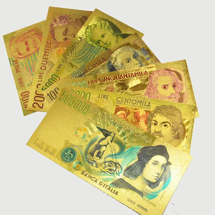 Набор банкнот 7 шт. из золотой фольги | Дом и сад