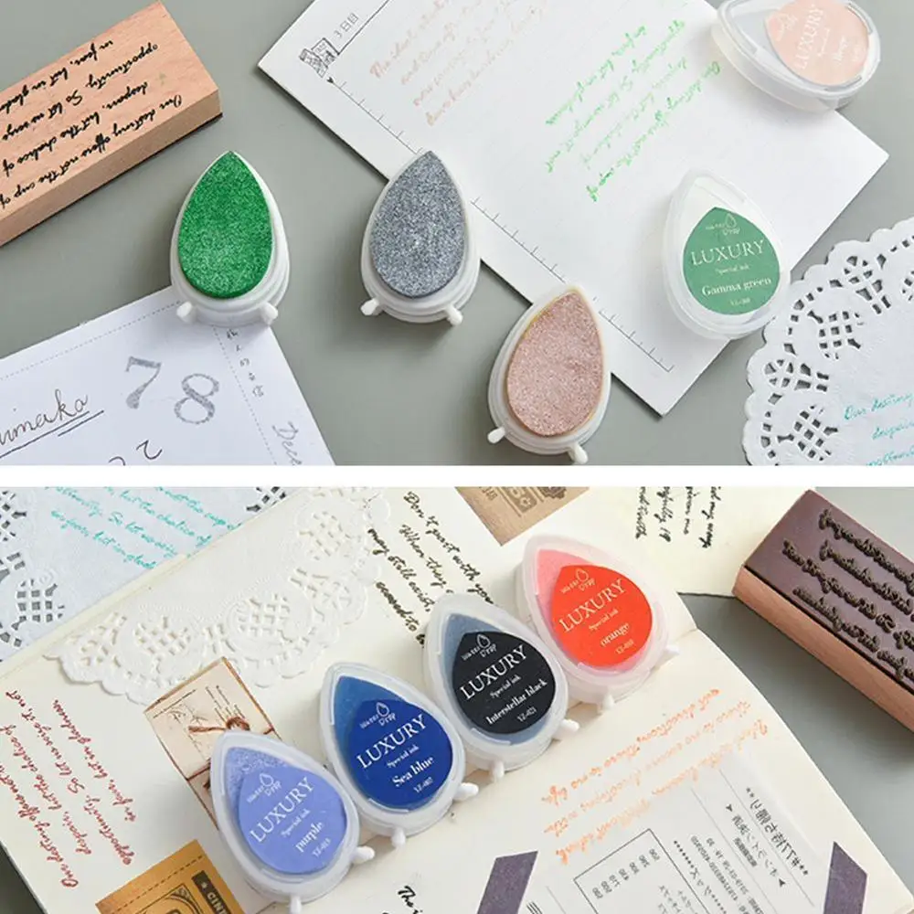 

1 pcs DIY 24 Colors Creative Scrapbooking Oil Rubber Stamps Ink Pad Wedding Book Decoration Party Drop Shape Kwaii Inkpad