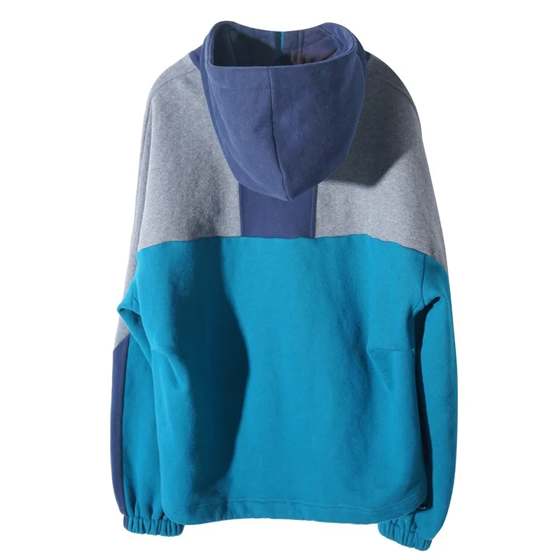 

TWOTWINSTYLE Patchwork Hit Color Sweatshirt For Women Hooded Collar Long Sleeve Casual Sweatshirts Female Fashion New Clothing