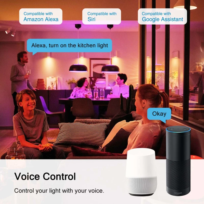 Умная Светодиодная лампа Tuya с поддержкой Wi-Fi 4 Вт RGB + CW Функция синхронизации