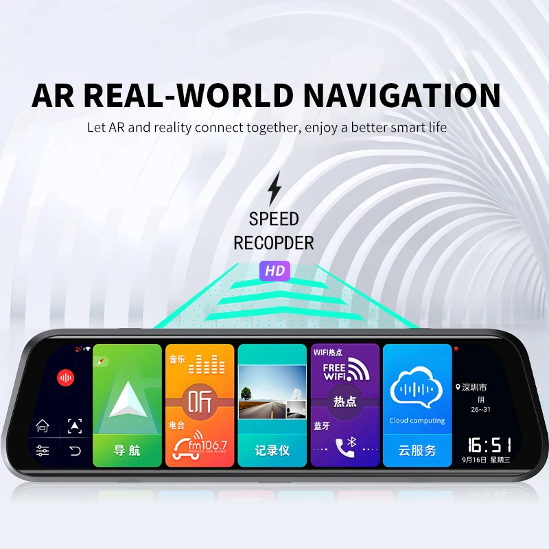 

10 Inch 4G Car Rearview Mirror Android 8.1 FHD Car Dvr Mirror WiFi GPS New AR Navigation Dash Camera ADAS Dashcam Auto Registrar
