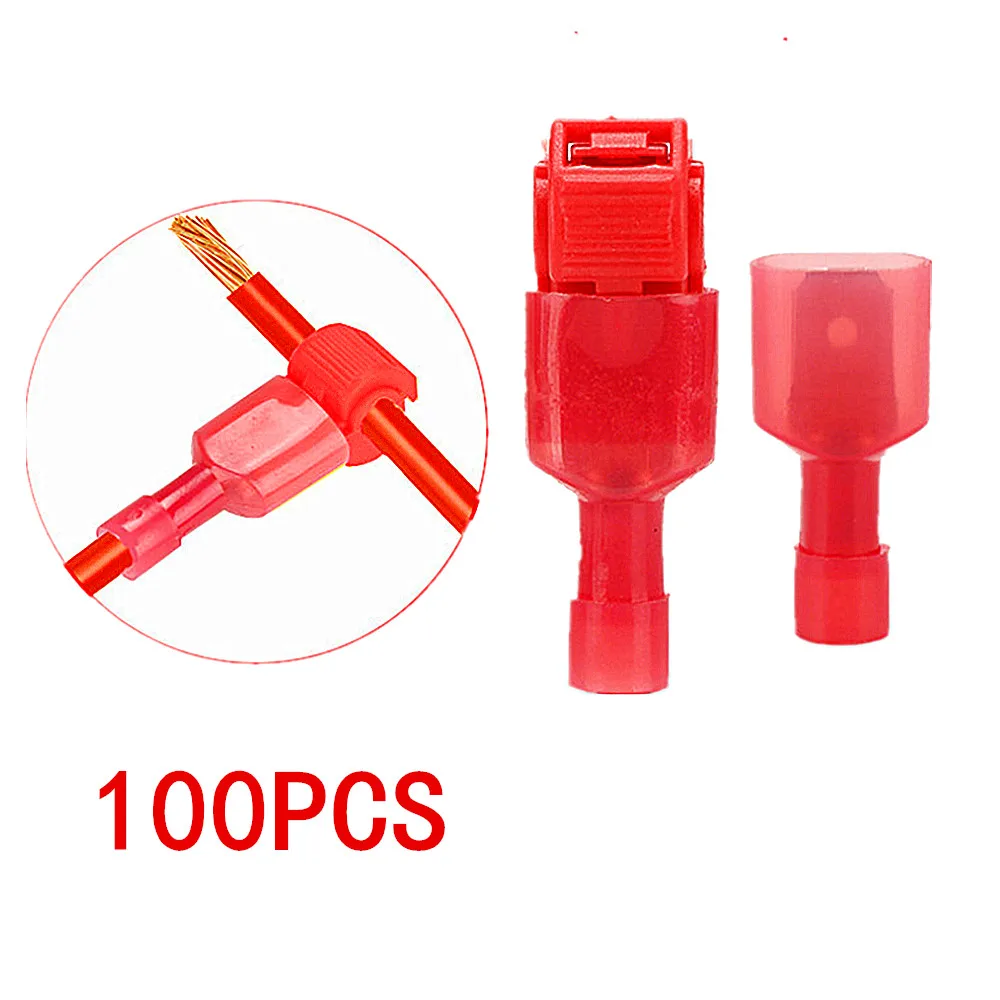 100 шт. красные кабельные разъемы обжимные клеммы с шотландским замком быстрое