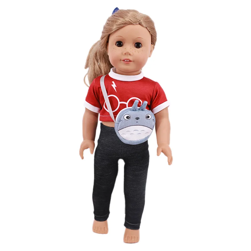 Doll Suit 2Pcs/Set T-Shirts With Shorts+Mini Cutepet Bag Fit 18Inch American Clothes 43cm Baby Accessories Girls Gift | Игрушки и хобби