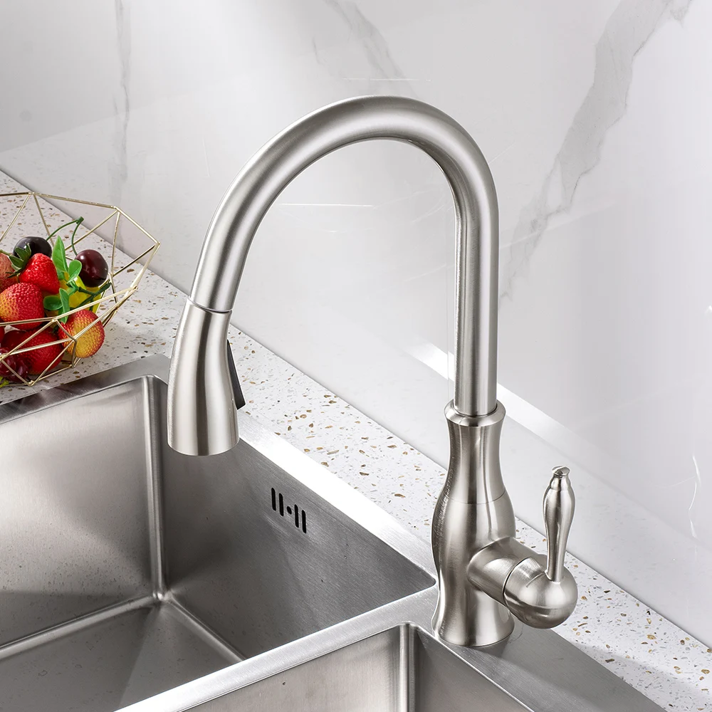 Выдвижной кухонный кран латунный распылитель хромированные кухонные краны