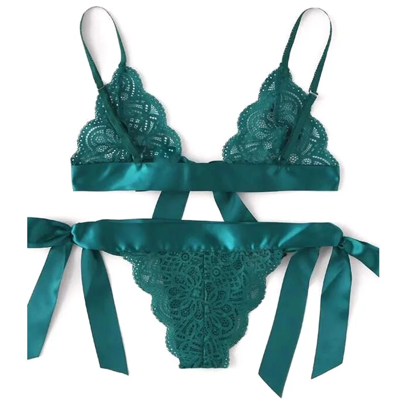 

Womens Lace Bowknot Bra Lingerie Babydoll Sleepwear Underwear Thong Nightwear