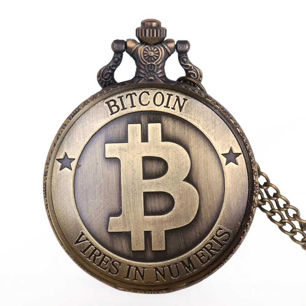 Retro Bitcoins Coin Replica Quartz Pocket Watches Commemorative Casascius Bit BTC Metal Watch Imitation Art Collection | Наручные часы