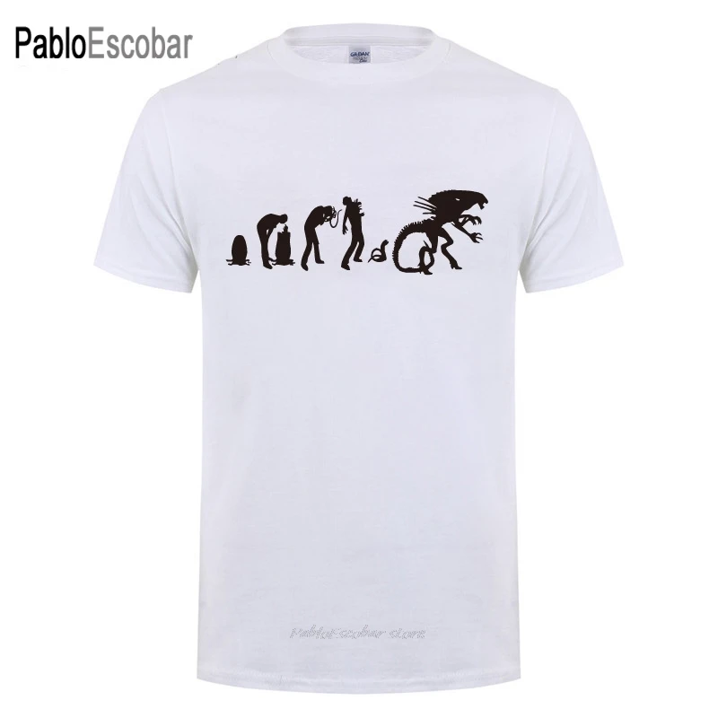 Футболка с надписью Evolution Of Alien унисекс забавная хлопковая футболка короткими