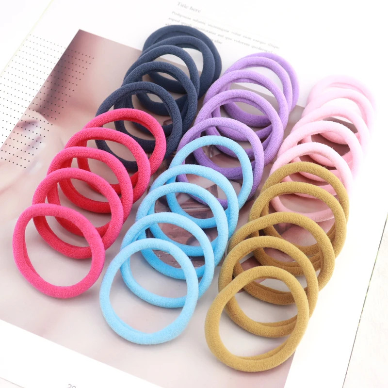 

Girls 4CM Colorful Nylon Elastic Hair Bands 10/30/60PCS Set Ponytail Hair Accessories Holder Rubber Bands Scrunchie Headband
