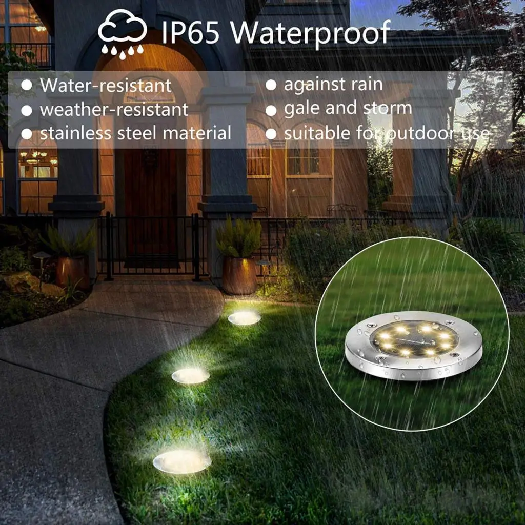 구매 1/4/8/12Pack 8LEDs Solar Powered Ground Light Waterproof Garden Pathway Deck Lights For Home Yard Driveway Lawn Road Patio Lamps