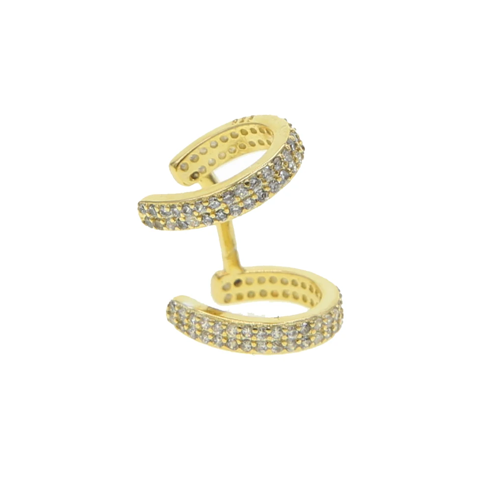 1piece Gold color white CZ Crystal Ear Cuff double piercing round cuff earrings for women no clip on earring jewelry | Украшения и